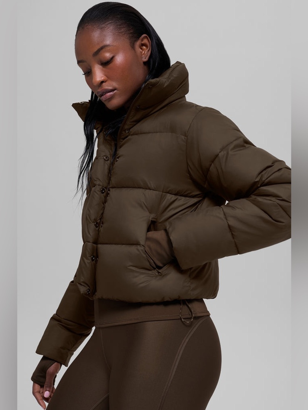 NWT ALO Gold Rush Puffer Jacket in Espresso / Brown